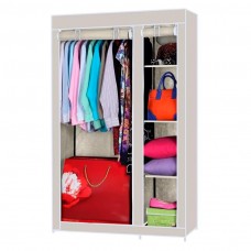 Armario Auxiliar de Tela Con Barra Colgadora Color Beige 175x110 cm