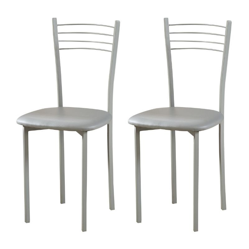 Pack 2_ Silla De Cocina Color Gris De Metal Y Poliuretano Pack 2_ Silla De Cocina Color Gris De Metal Y Poliuretano
