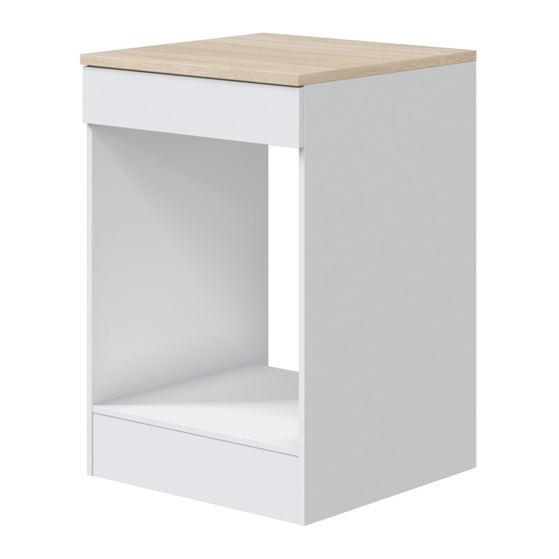 Cocina Modular Kira Completa 10 Módulos Blanco Brillo y Roble Canadian 400 cm