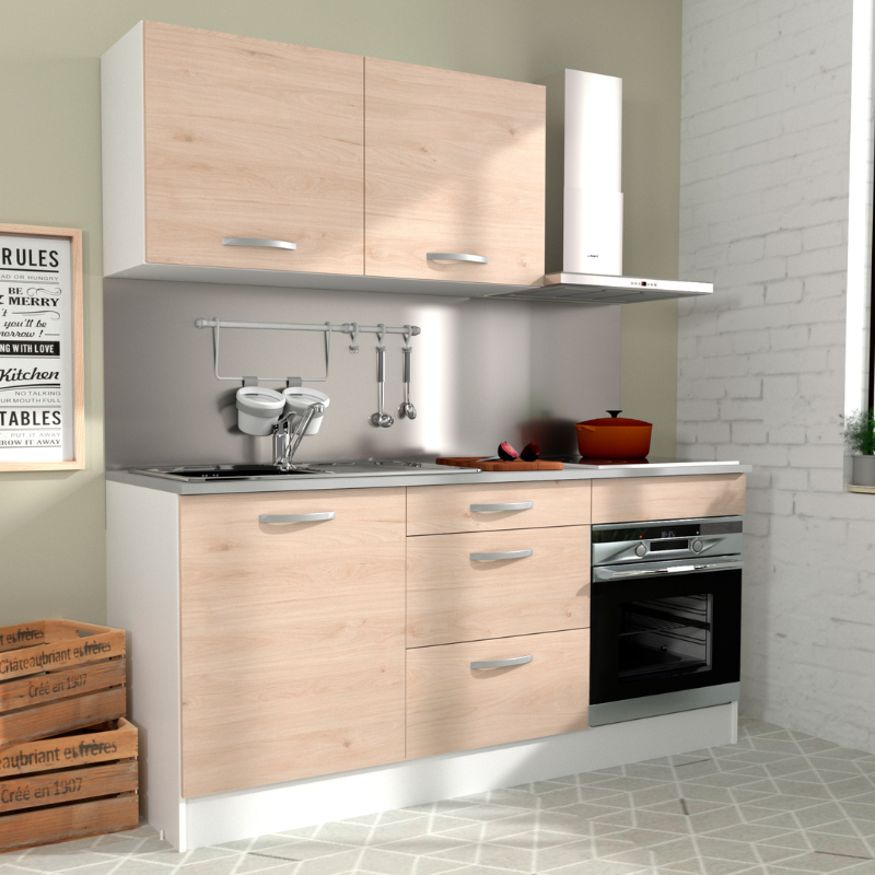 Cocina modular Eko roble completa 180 cm (diseño reversible)