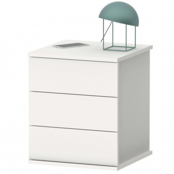 Mesita de Noche Dana Blanco con 3 Cajones 41x49 cm