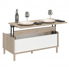 Mesa de Centro Elevable Azzaro 110x44 cm Roble Blanco