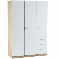 Armario Blanco de Dormitorio 3 puertas 3 cajones 121x180 cm Armario Blanco de Dormitorio 3 puertas 3 cajones 121x180 cm