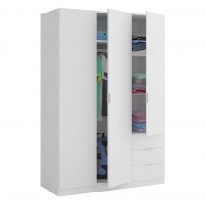 Armario Blanco 3 Cajones 3 Puertas 121x180 cm Armario Blanco 3 Cajones 3 Puertas 121x180 cm