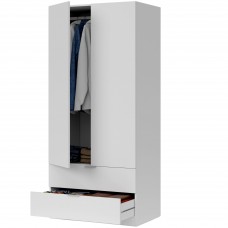 Armario 2 Puertas y 2 Cajones Blanco Mate 82x180 cm Armario 2 Puertas y 2 Cajones Blanco Mate 82x180 cm