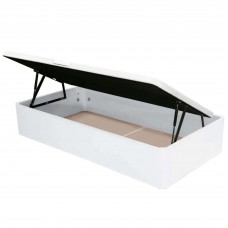 Cama Canapé Blanco De Apertura Lateral Con Base Tapizada (90x190 cm)
