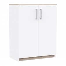 Mueble Auxiliar Organizador Watson Color Blanco Mate y Roble Kronberg 73x95x41 cm