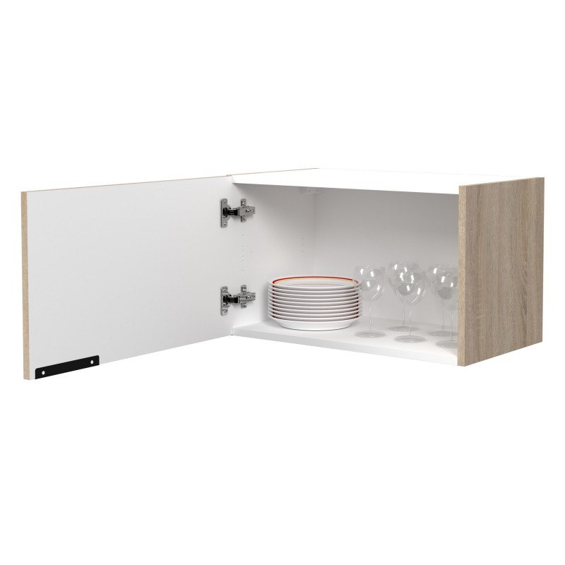 Módulo Cocina Superior Estrecho Arko 1 Puerta Roble Áspero y Negro 60x36 cm