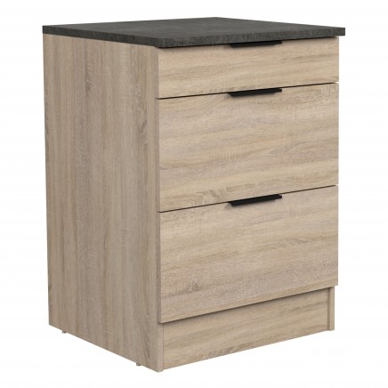 Módulo Cocina Inferior Arko 3C Roble Áspero y Negro 60x60 cm