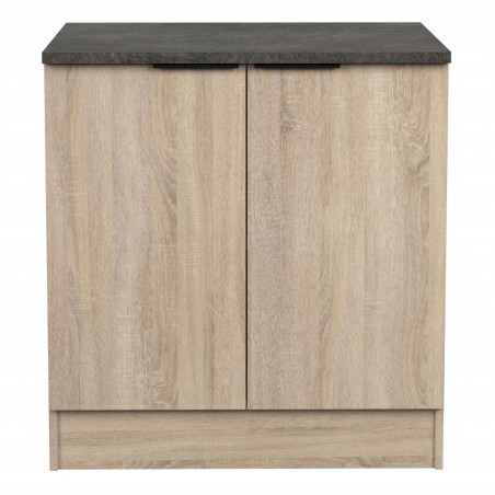 Módulo Cocina Bajo Arko Fregadero 2 Puertas Roble Áspero y Negro 80 cm