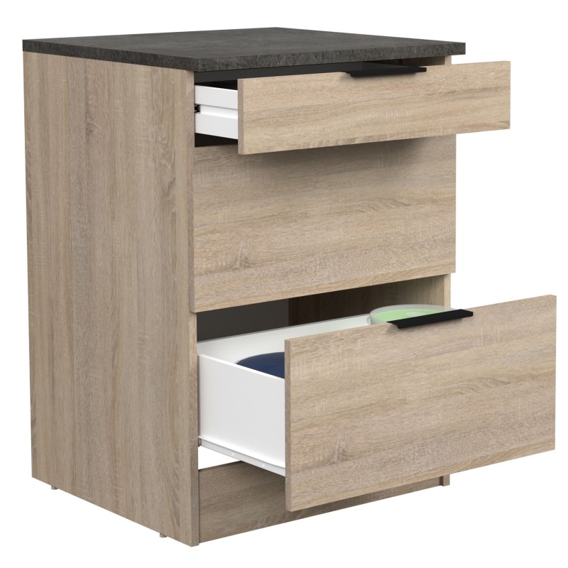 Cocina Modular Arko Completa 8 Módulos Roble Áspero y Negro 300 cm Cocina Modular Arko Completa 8 Módulos Roble Áspero y Negro 300 cm