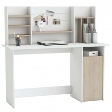 Escritorio con altillo 135 cm Blanco y roble Escritorio con altillo 135 cm Blanco y roble