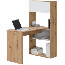 Mesa Escritorio con Estanteria en Roble nodi y Blanco Artik 112 cm