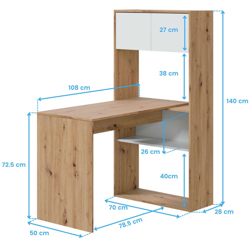 mesa escritorio estantería cotas 11