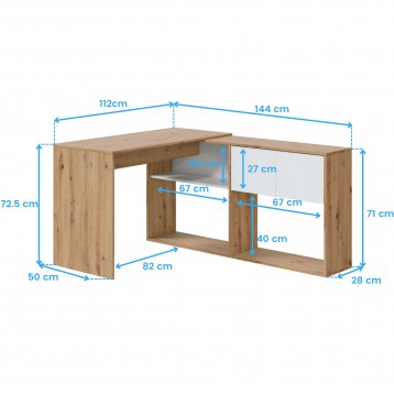 mesa escritorio estantería cotas 12