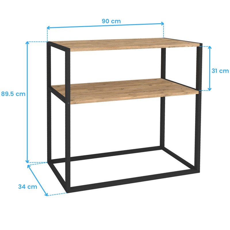 Mueble de Entrada Recibidor Rus Roble Safir y Negro 90 cm