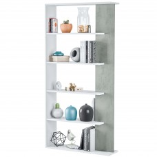 Estantería Moderna Para Salón Oficina Color Gris Cemento y Blanco 5 baldas 90x180x25 cm Estantería Moderna Para Salón Oficina Color Gris Cemento y Blanco 5 baldas 90x180x25 cm