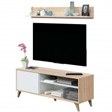 Mueble para TV Kikua Plus 135 cm con estante roble y blanco salón