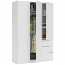 Armario Blanco 3 Puertas 3 Cajones 135x200 cm Armario Blanco 3 Puertas 3 Cajones 135x200 cm