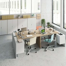 Pack despacho oficina 4 mesas 4 armarios blanco y canadian Pack despacho oficina 4 mesas 4 armarios blanco y canadian