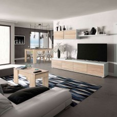 Muebles para salón comedor color blanco y roble canadian