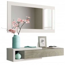 Mueble de Entrada Recibidor Noon con Espejo Blanco Y Roble 95 cm