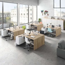 Pack muebles despacho 8 mesas 4 armarios blanco y canadian Pack muebles despacho 8 mesas 4 armarios blanco y canadian