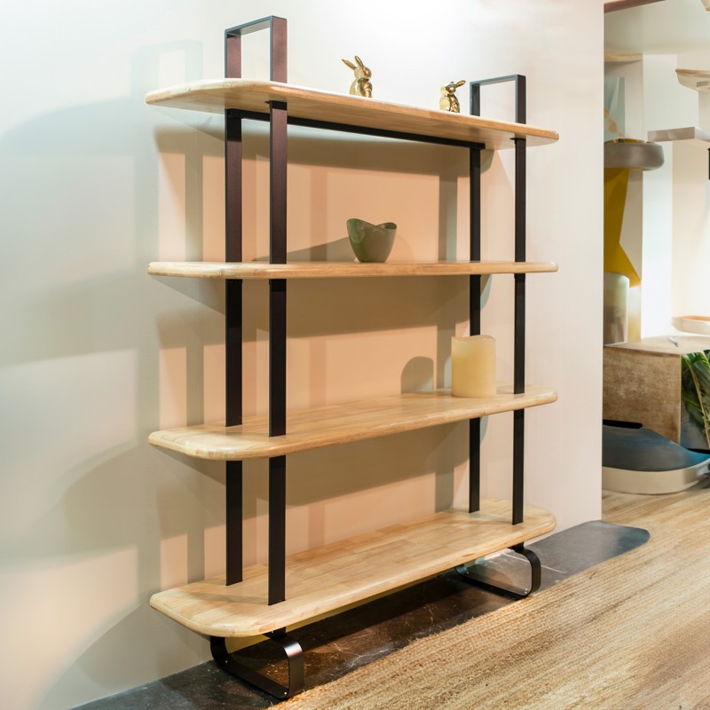 Estantería Alta Napi Salón Color Roble Nordish y Negro 150x180x35 cm