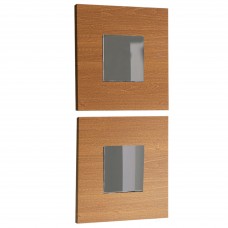 Juego De Dos Espejos Cajún Estilo Moderno Color Cerezo 45x45x2 cm