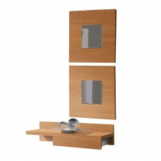 Mueble De Entrada Recibidor Cajún con 2 Espejos color Cerezo 70 cm