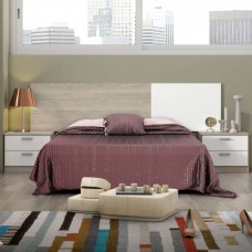 Cabecero de Cama con Mesita Pack Couple Diseño Moderno Blanco Mate Y Sahara 309 cm