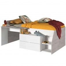 Cama Juvenil con Escritorio Valky Blanca y Gris 90x200/190 cm Cama Juvenil con Escritorio Valky Blanca y Gris 90x200/190 cm