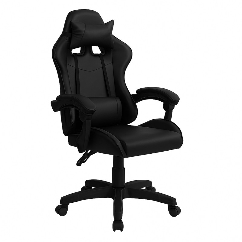 Silla Gaming Koe Giratoria con Cojín Lumbar Color Negro Silla Gaming Koe Giratoria con Cojín Lumbar Color Negro
