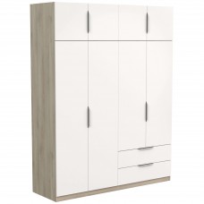 Armario Dormitorio Ghost 2 Cajones y 8 Puertas Blanco y Roble Kronberg 158x51 cm Armario Dormitorio Ghost 2 Cajones y 8 Puertas Blanco y Roble Kronberg 158x51 cm