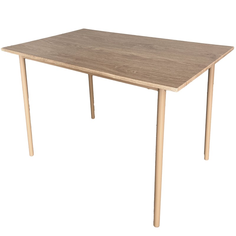 Conjunto Mesa y 4 Sillas Vex Estilo Industrial Color Roble Claro y Champagne