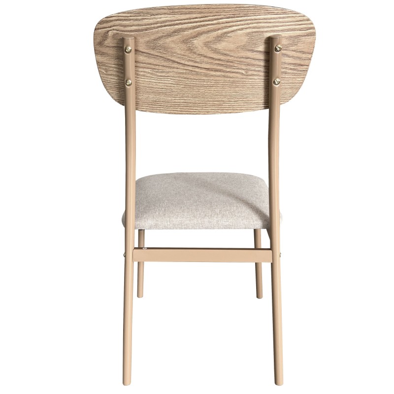 Conjunto Mesa y 4 Sillas Vex Estilo Industrial Color Roble Claro y Champagne