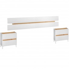 Cabecero de Cama Tempus con 2 Mesitas Color Blanco Artik y Roble Nodi 216 cm Cabecero de Cama Tempus con 2 Mesitas Color Blanco Artik y Roble Nodi 216 cm