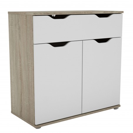 Aparador Salón Parc 2P 1C Color Roble Sonoma y Blanco Mate 80 cm