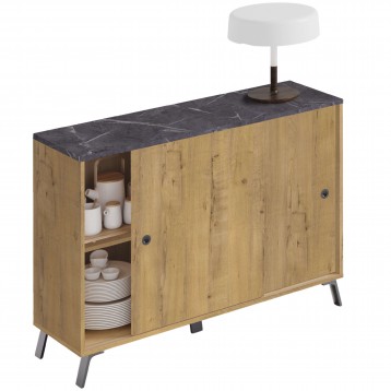 Aparador de salón Kamet color roble y mármol 120 cm
