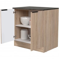 Módulo Cocina Bajo Arko Fregadero 2 Puertas Roble Áspero y Negro 80 cm Módulo Cocina Bajo Arko Fregadero 2 Puertas Roble Áspero y Negro 80 cm