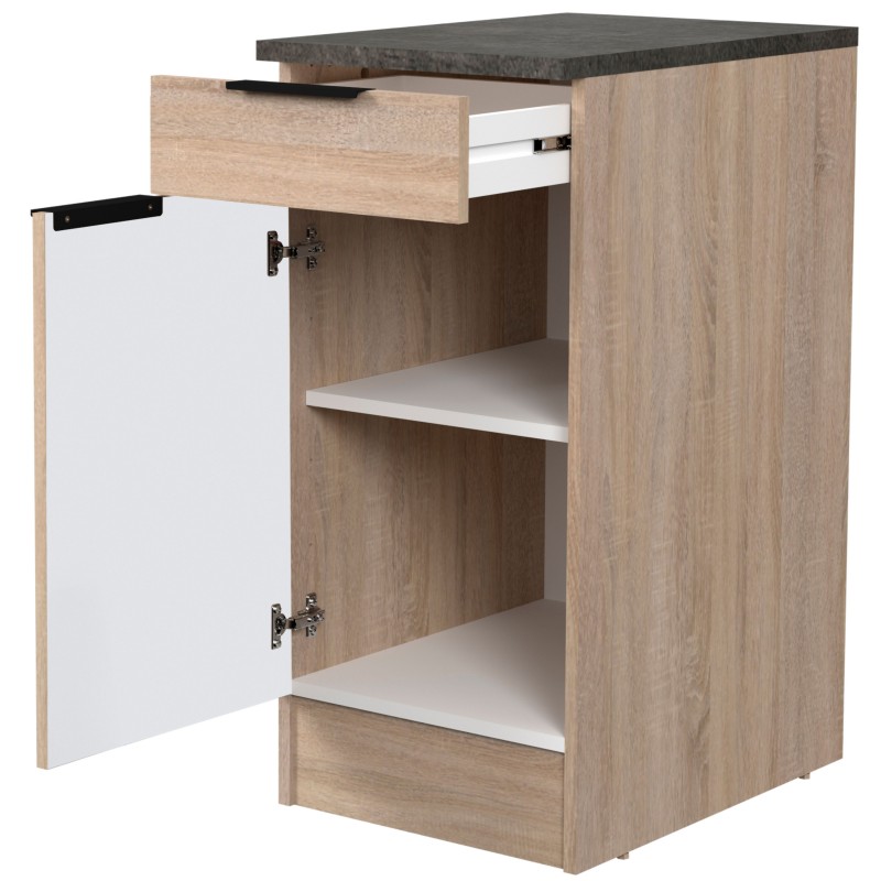 Módulo Cocina Inferior Arko 1C 1P Roble Áspero y Negro 40x60 cm