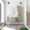 Mueble de Baño Pack roble Alaska Mueble + Columna (Incluye Lavabo y Espejo)