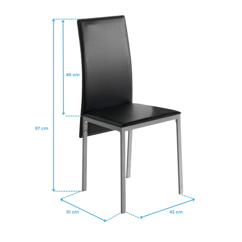 Silla Salón Moderna Saona Color Negro y Gris Metalizado