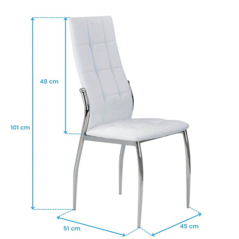 Sillas De Comedor Moderna Laci De Polipiel Y Metal Cromado Color Blanco