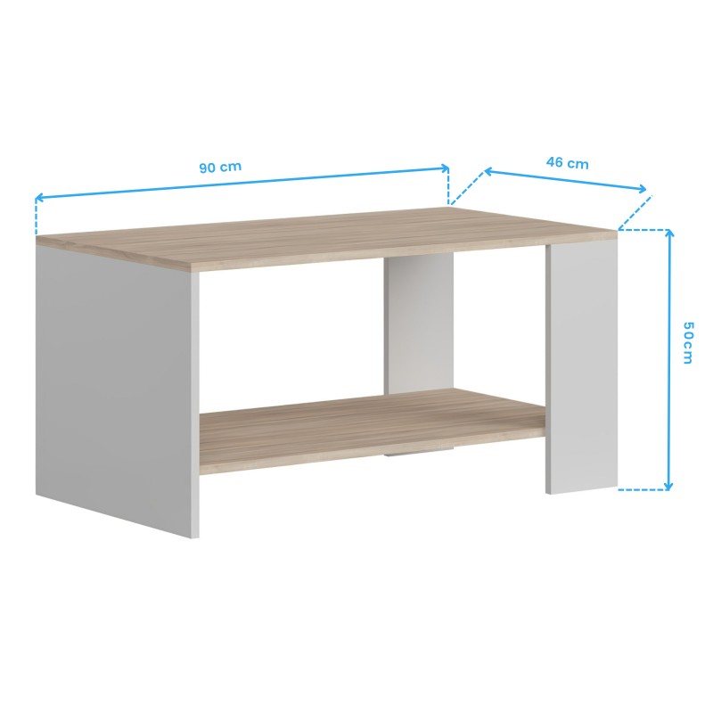 Mesa de centro Salón See Blanco Mate y Roble Cambrian 90x46 cm