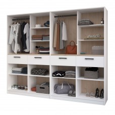 Vestidor Abierto Modular Flexa 4C y 2B Roble Jackson y Blanco Mate 240 cm