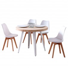 Conjunto Mesa Extensible con 4 Sillas Color Roble Nordish y Blanco