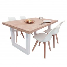 Conjunto Mesa y 4 Sillas Color Roble Nordish y Blanco