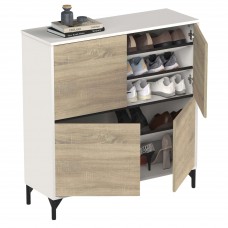 Mueble Zapatero Recibidor Tokio 4 Puertas y 5 Baldas Blanco Mate y Cambrian 101 cm