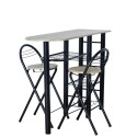 Conjunto Mesa y 2 taburetes plegables Cocina Bar Negro y Taupe